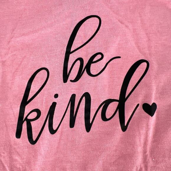 PositiviTees Be Kind T-Shirt Top S (4-6) Dusky Rose Pink Crew Neck Short Sleeve - Picture 4 of 11